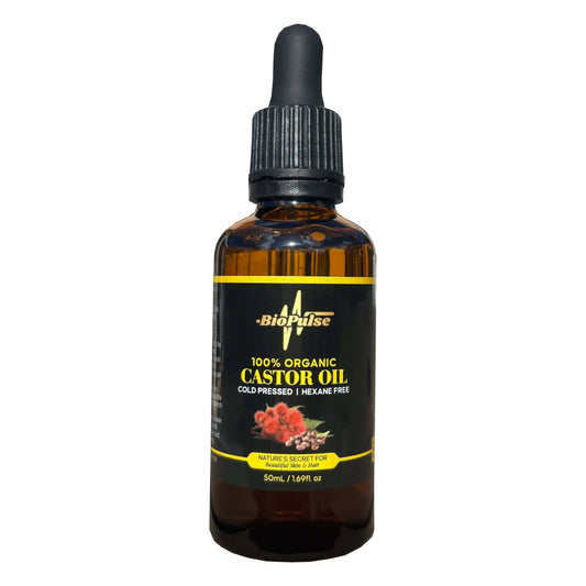 100% Organic Castor Oil (50mL) - Amber Glass Bottle