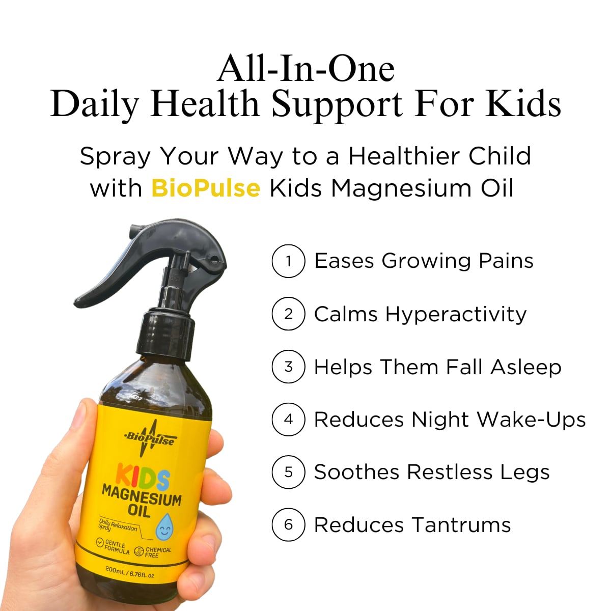 Kids Magnesium Oil Spray - Amber Glass Bottle
