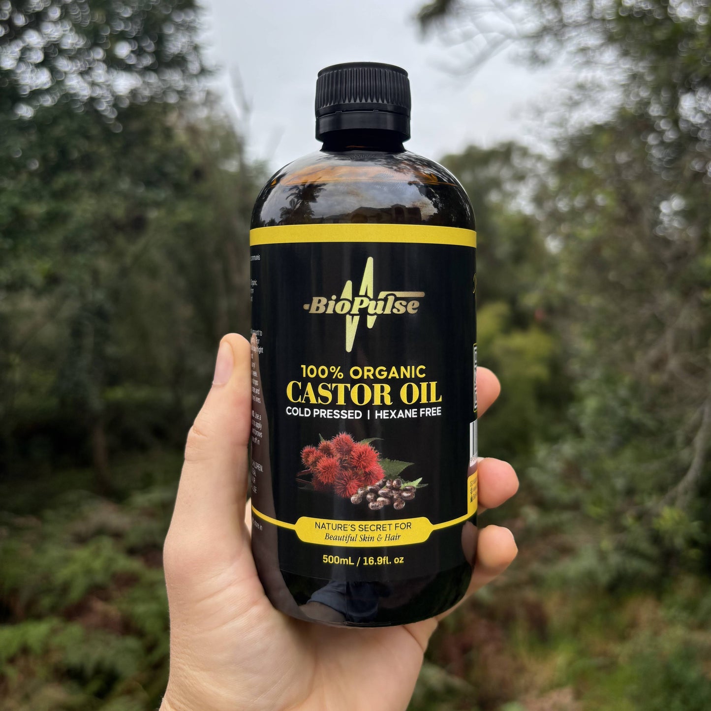 100% Organic Castor Oil (500mL) - Amber Glass Bottle