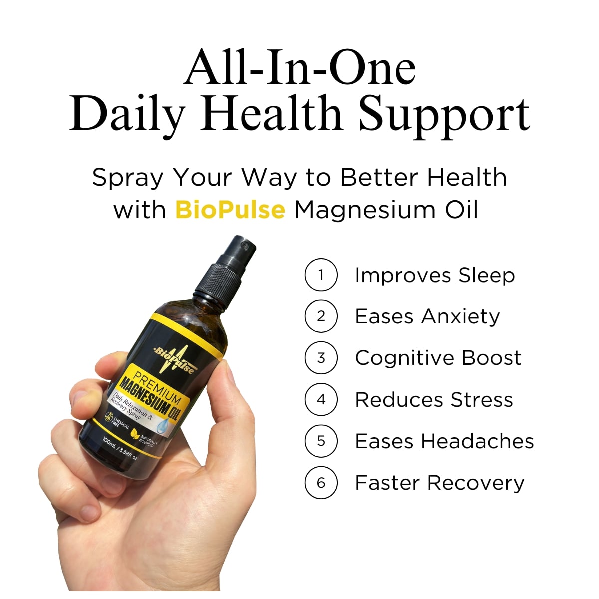 Premium Magnesium Oil Spray (100mL) - Amber Glass Bottle