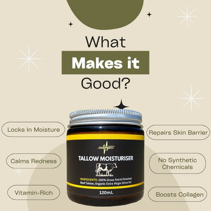 Tallow Moisturiser (120mL) - Amber Glass Jar