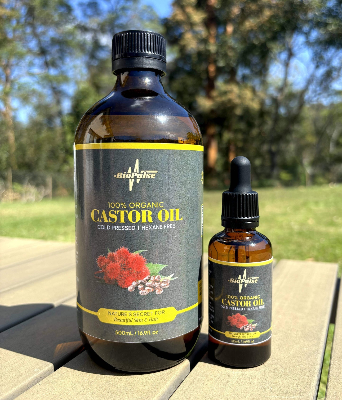 100% Organic Castor Oil - Amber Glass Bottle