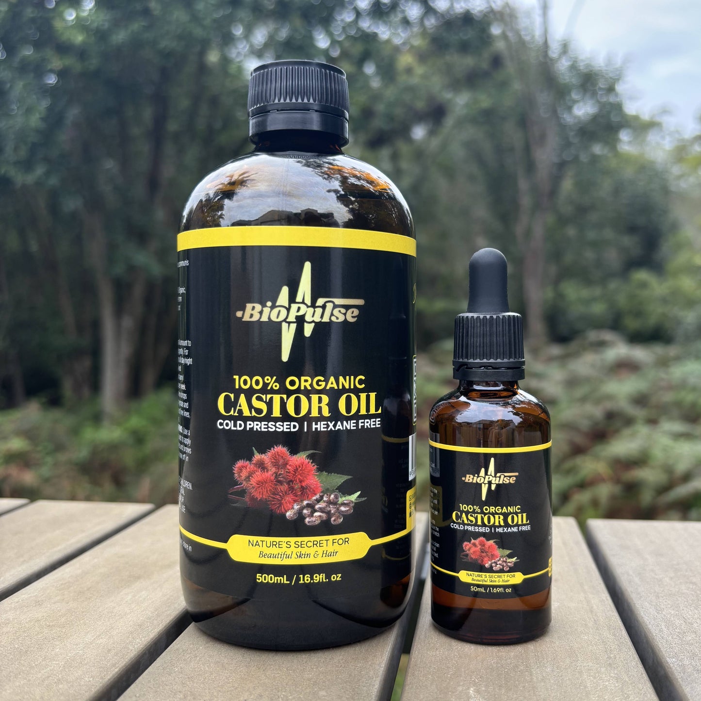 100% Organic Castor Oil - Amber Glass Bottle
