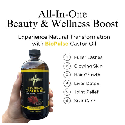 100% Organic Castor Oil - Amber Glass Bottle