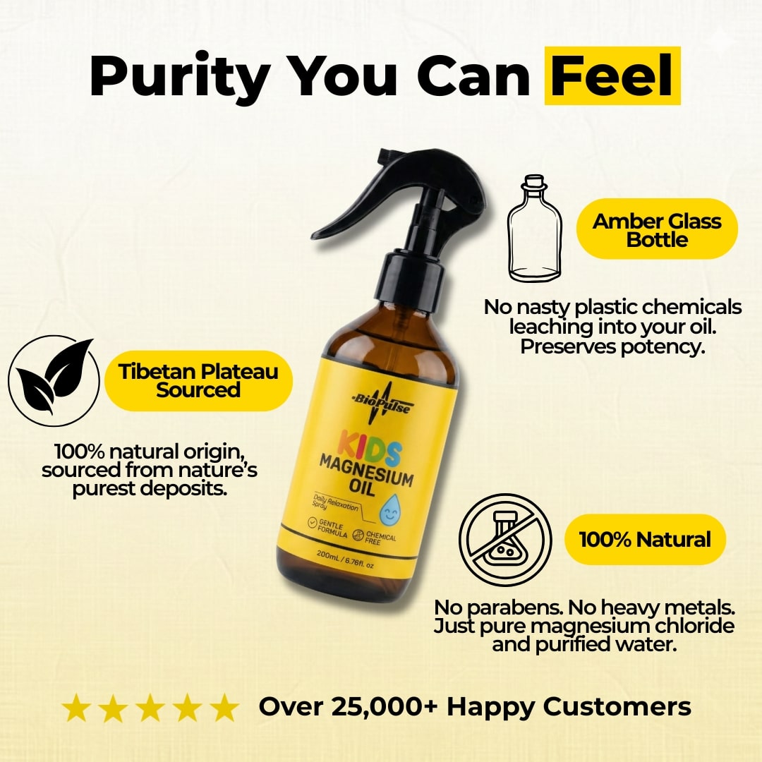 Kids Magnesium Oil Spray (200mL) - Amber Glass Bottle