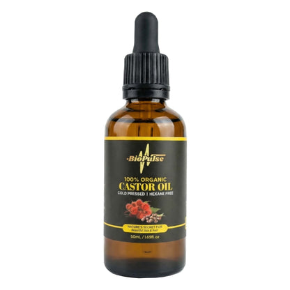 100% Organic Castor Oil (50mL) - Amber Glass Bottle