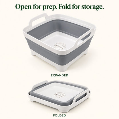 FreshDip Fold shown expanded for washing and folded for storage.