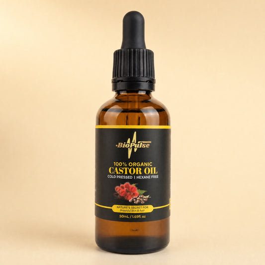 100% Organic Castor Oil (50mL) - Amber Glass Bottle