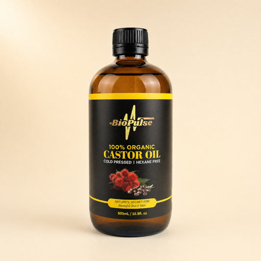 100% Organic Castor Oil (500mL) - Amber Glass Bottle