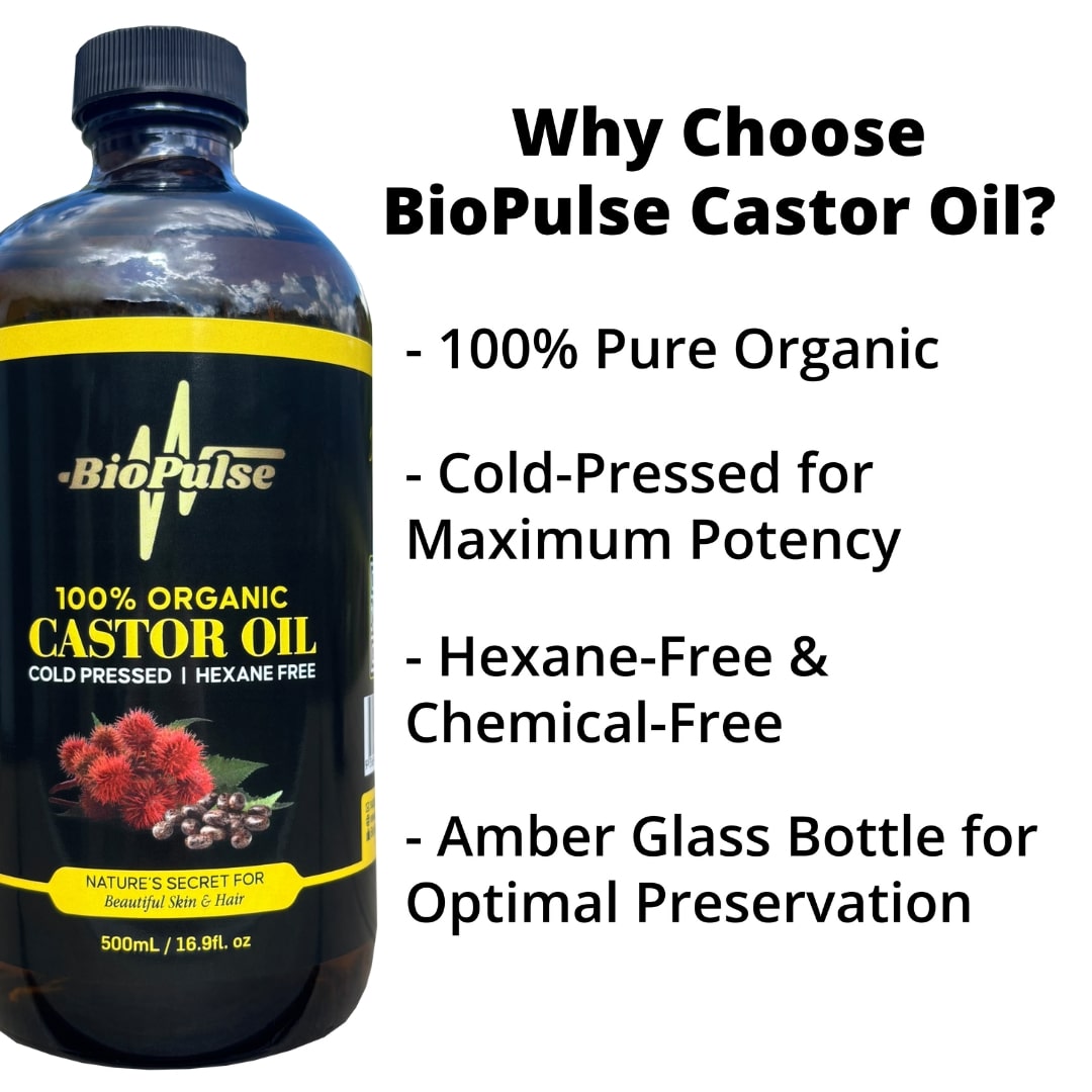 100% Organic Castor Oil - Amber Glass Bottle