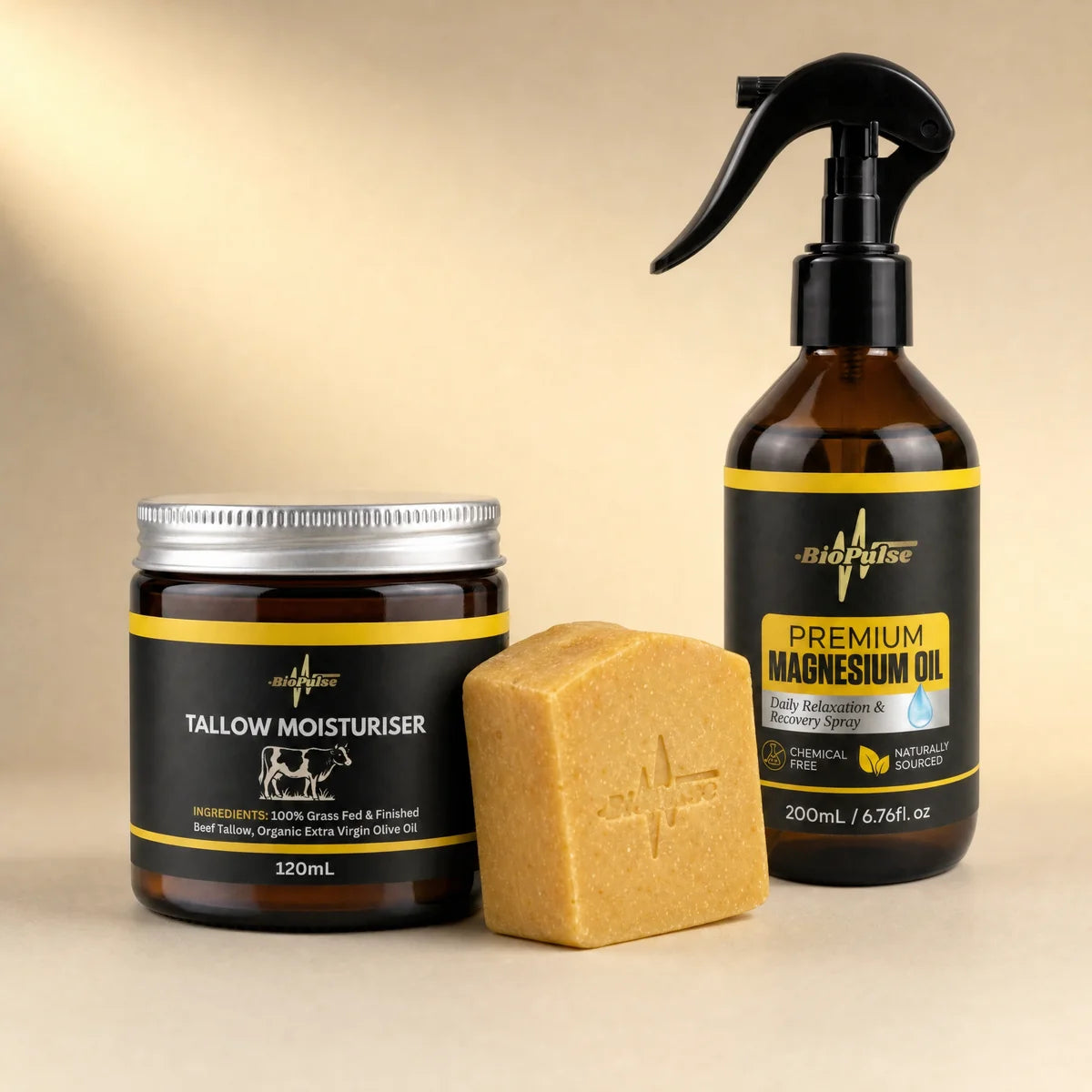The tallow jar, soap and magnesium spray gift trio