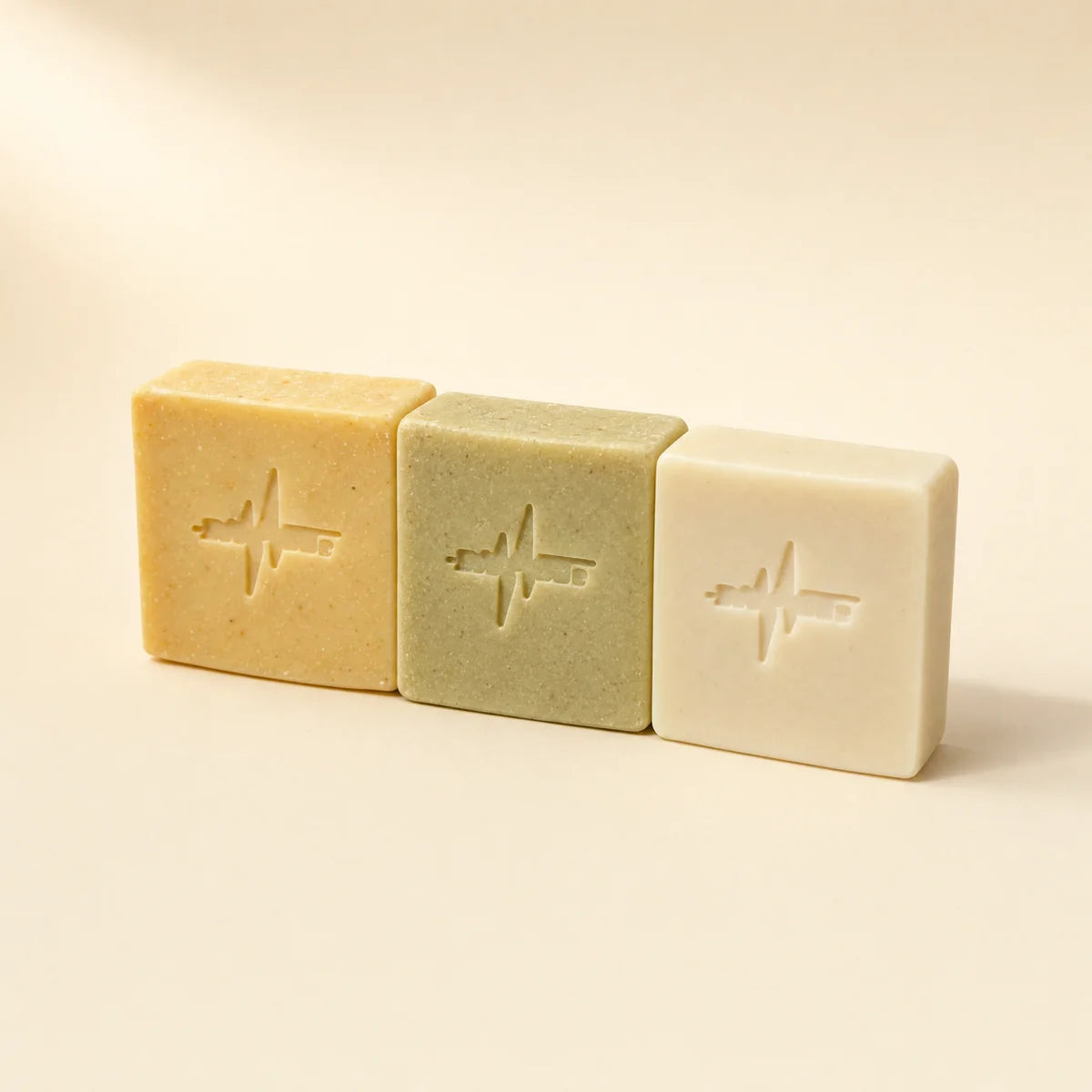Three small BioPulse tallow soap bars