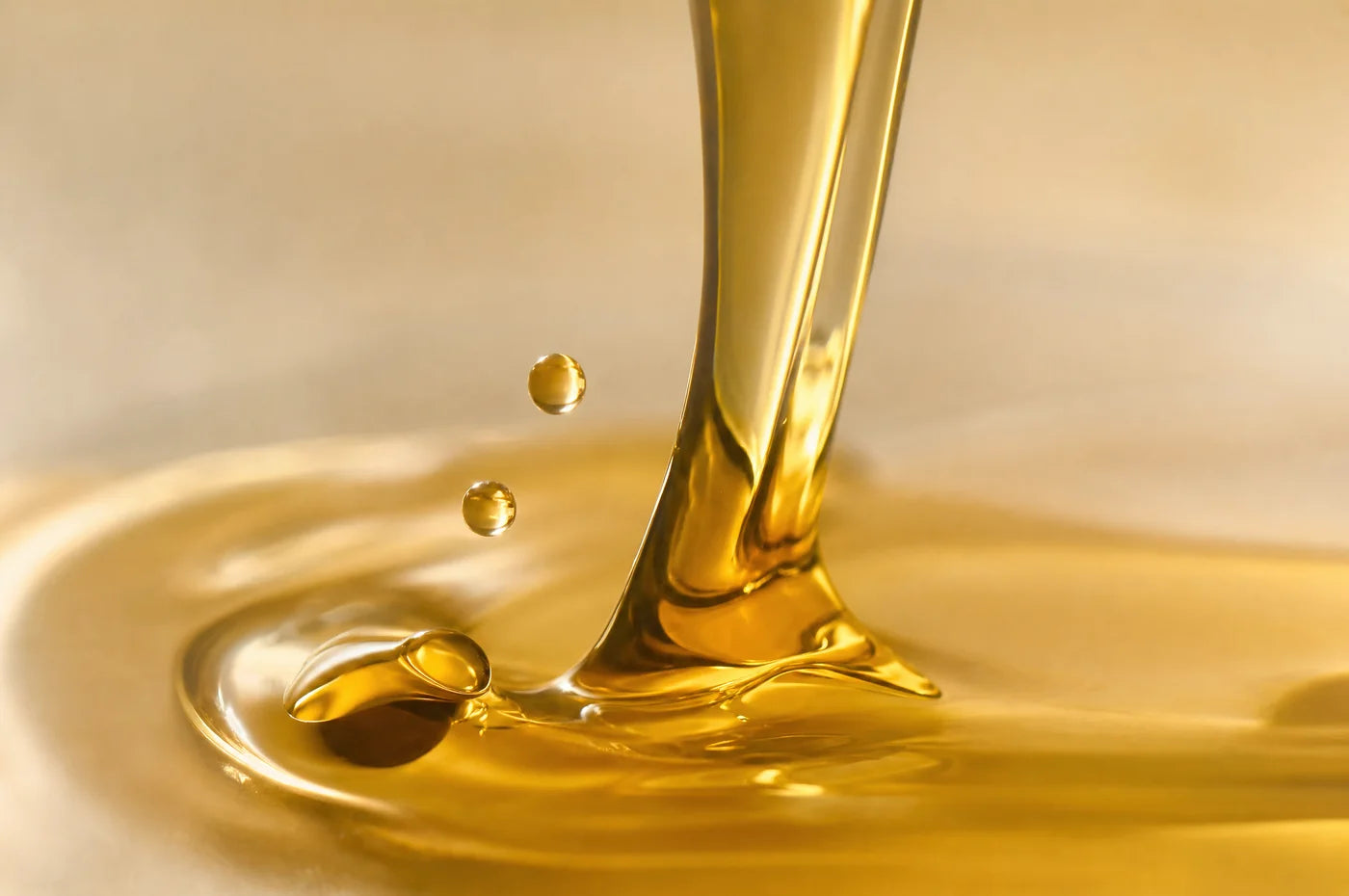 Golden castor oil ribbon in close-up